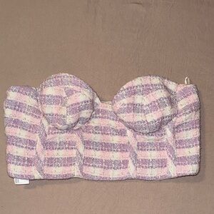 Zara Pink and Cream Plaid Crop Top